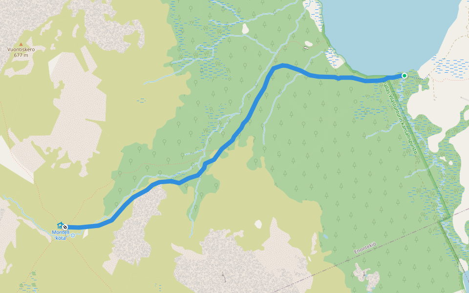 Vuontisjärvi-Montellinmaja walking route map in Yli-Kyrö
