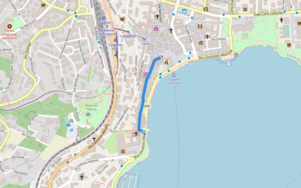 Via Nassa walking route map in Lugano
