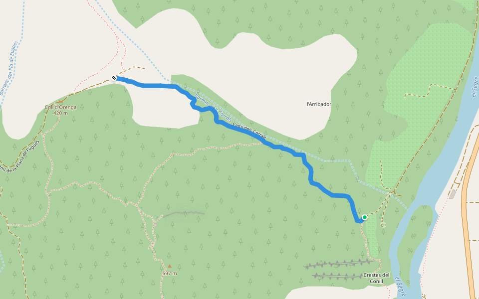 Camí dels Corrals walking route map in Camarasa