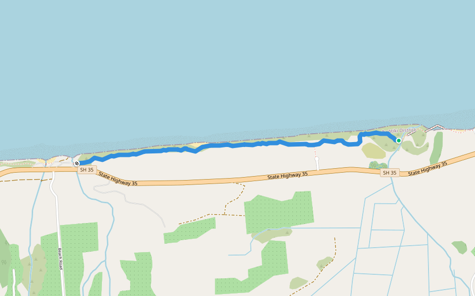 Dunes trail walking route map in Tirohanga