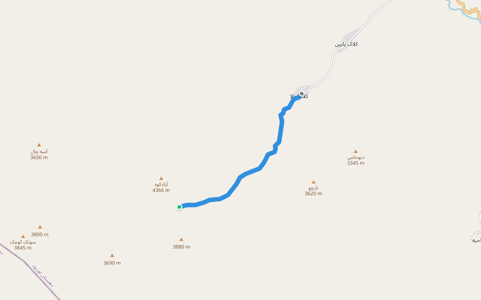 بالا کلاک - چورن walking route map in Kelak-e Olya