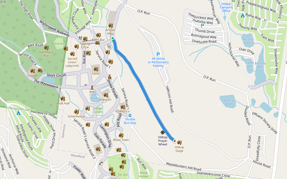 Hilltop Walkway walking route map in Stanmore