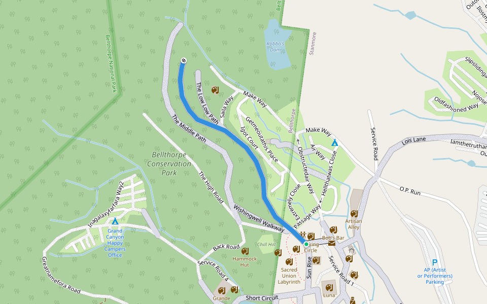The Low Road walking route map in Stanmore