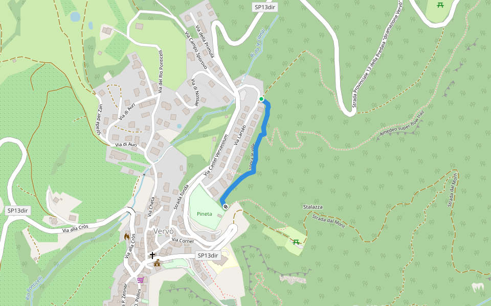 sopra le ville walking route map in Vervò