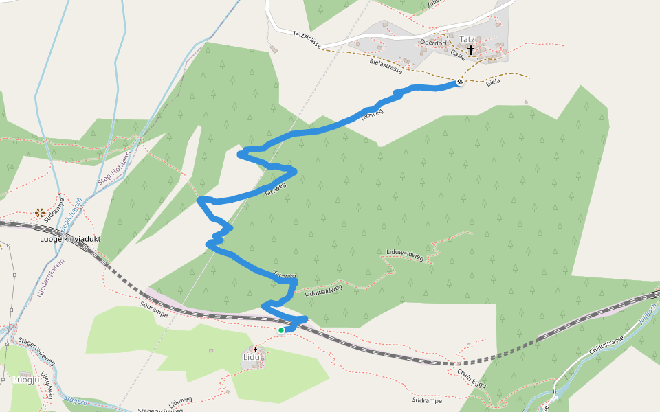 Tatzweg walking route map in Niedergesteln