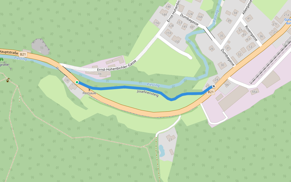 Josefinensteig walking route map in Vorderbruck