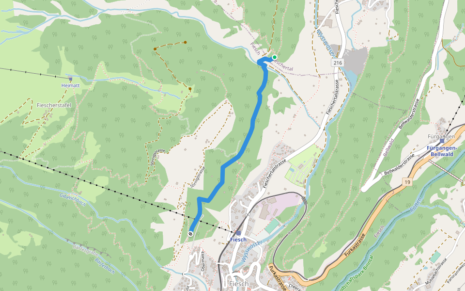 Laggeraweg walking route map in Fieschertal