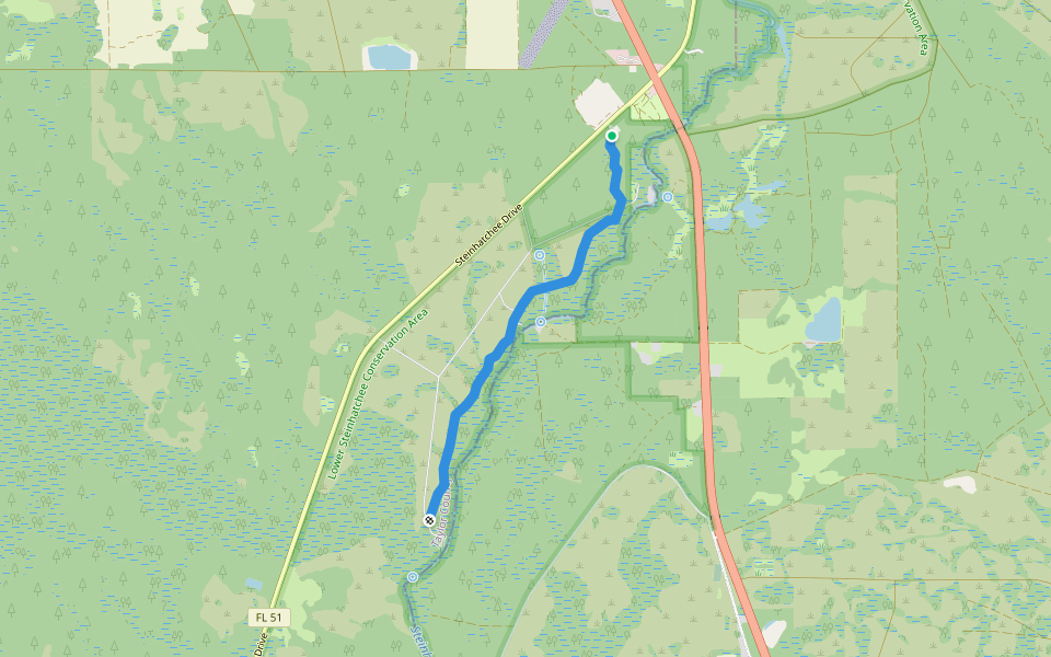 Steinhatchee Falls Trail walking route map in Steinhatchee