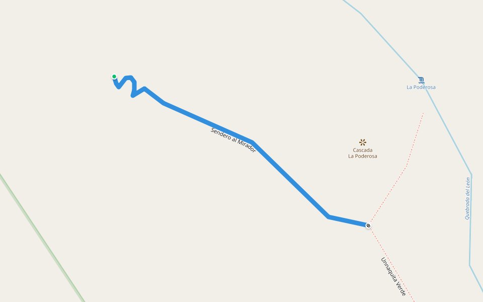 Sendero al Mirador walking route map in Zumba