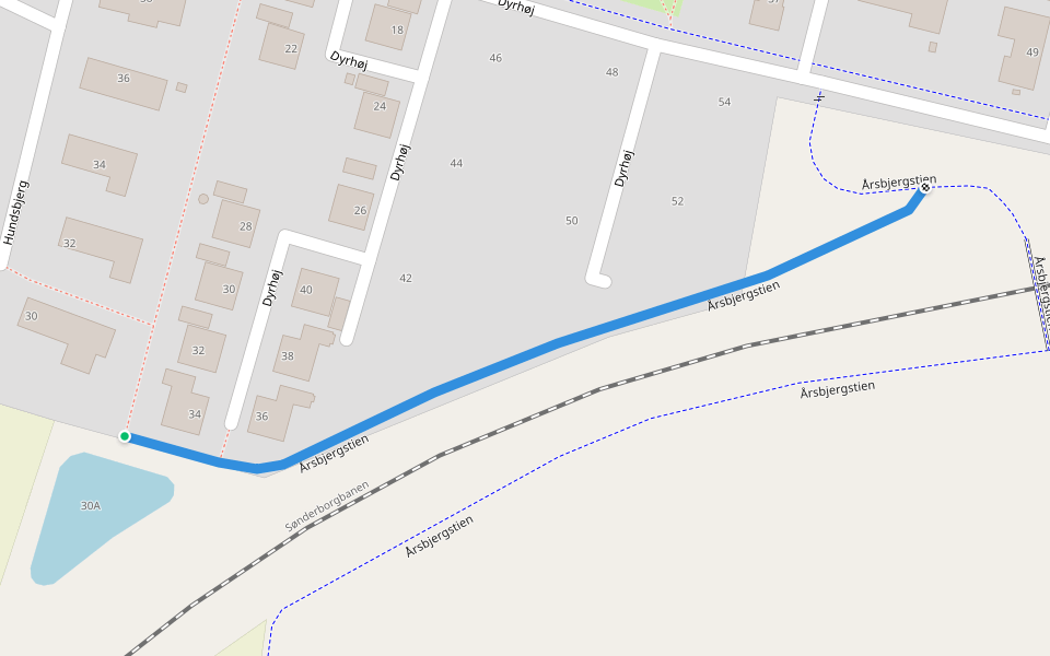 Årsbjergstien walking route map in Gråsten