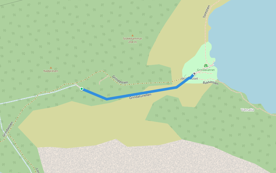 Grindatunellen walking route map in Riska