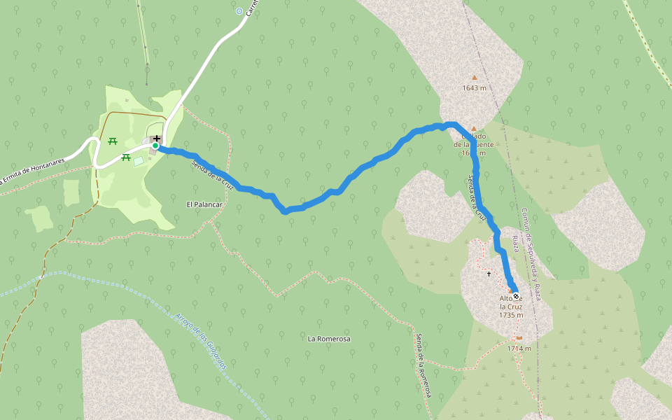 Senda de la Cruz walking route map in Riaza