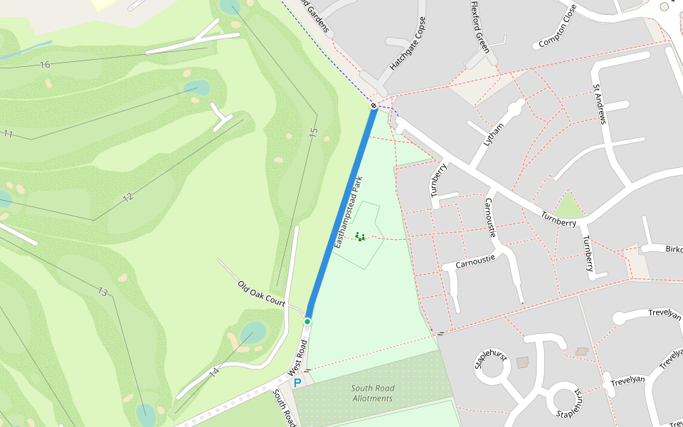 Easthampstead Park walking route map in Bracknell