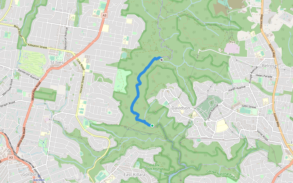 Middle Harbour Track walking route map in Saint Ives