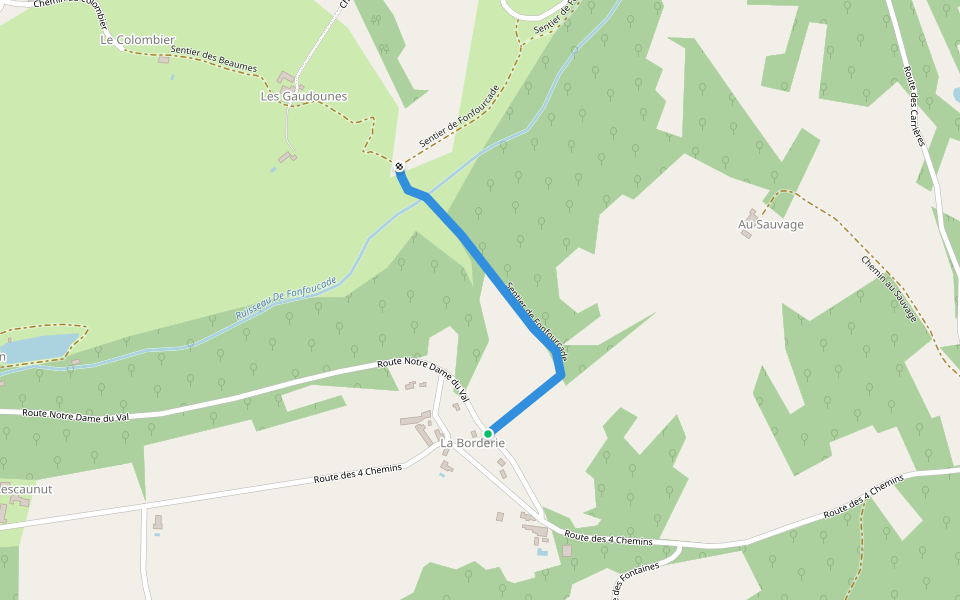 Sentier de Fonfourcade walking route map in Saint-Avit-Sénieur