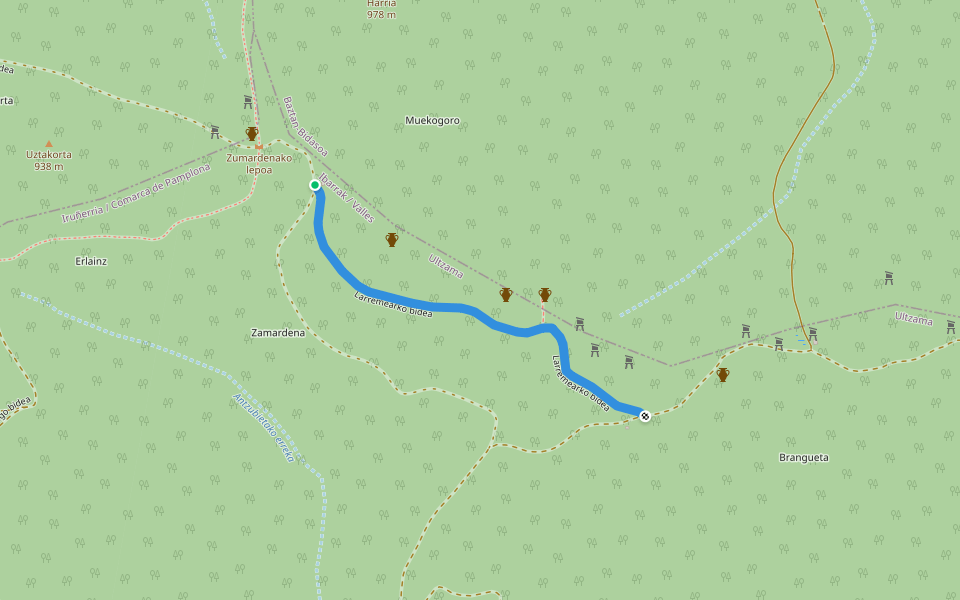 Larremearko bidea walking route map in Beintza-Labaien