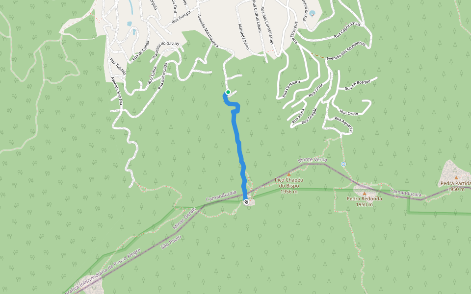 Trilha do Platô walking route map in Monte Verde