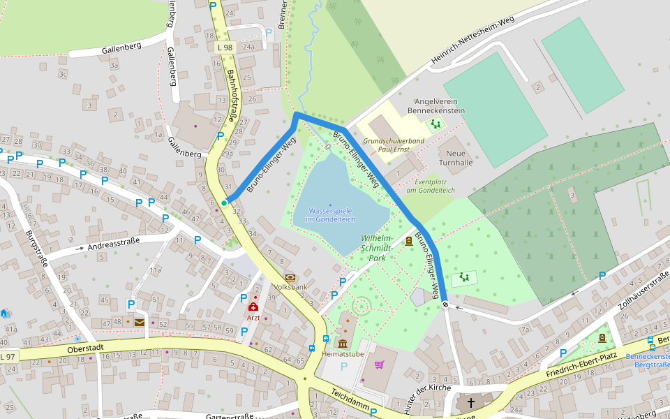 Bruno-Ellinger-Weg walking route map in Benneckenstein (Harz)