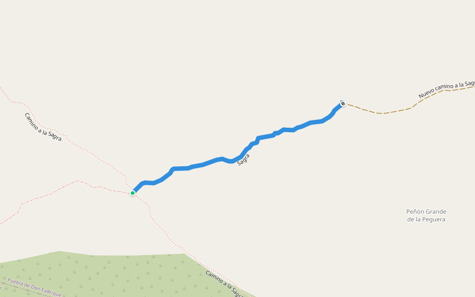 Sagra walking route map in Puebla de Don Fadrique