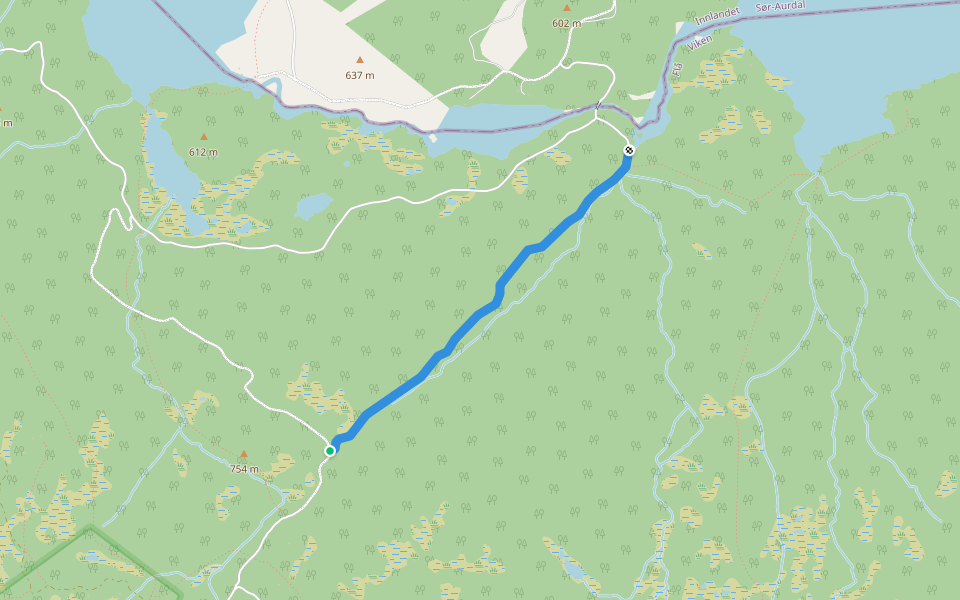 Bertevegen walking route map in Flå
