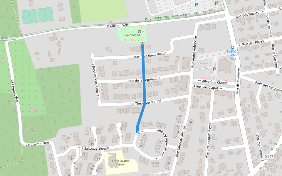 Venelle des Favières walking route map in Blénod-lès-Pont-à-Mousson