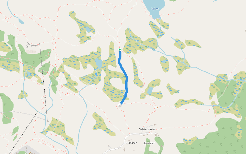 Tutjernstien walking route map in Beitostølen