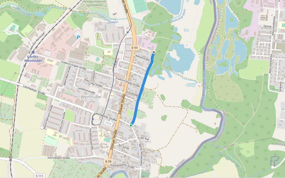 An den Neißewiesen walking route map in Görlitz