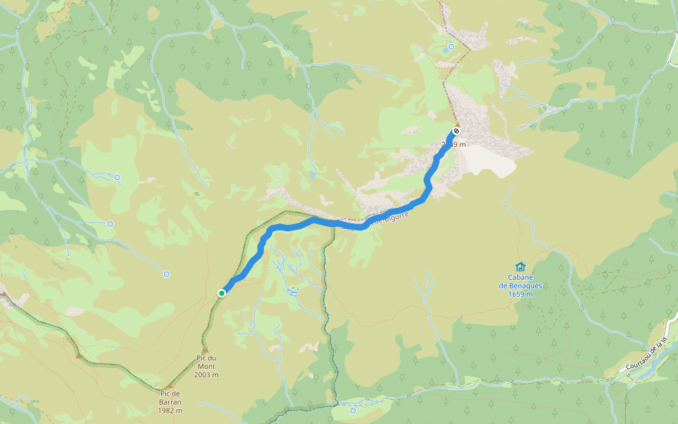 Sentier du montaigu walking route map in Beaucens