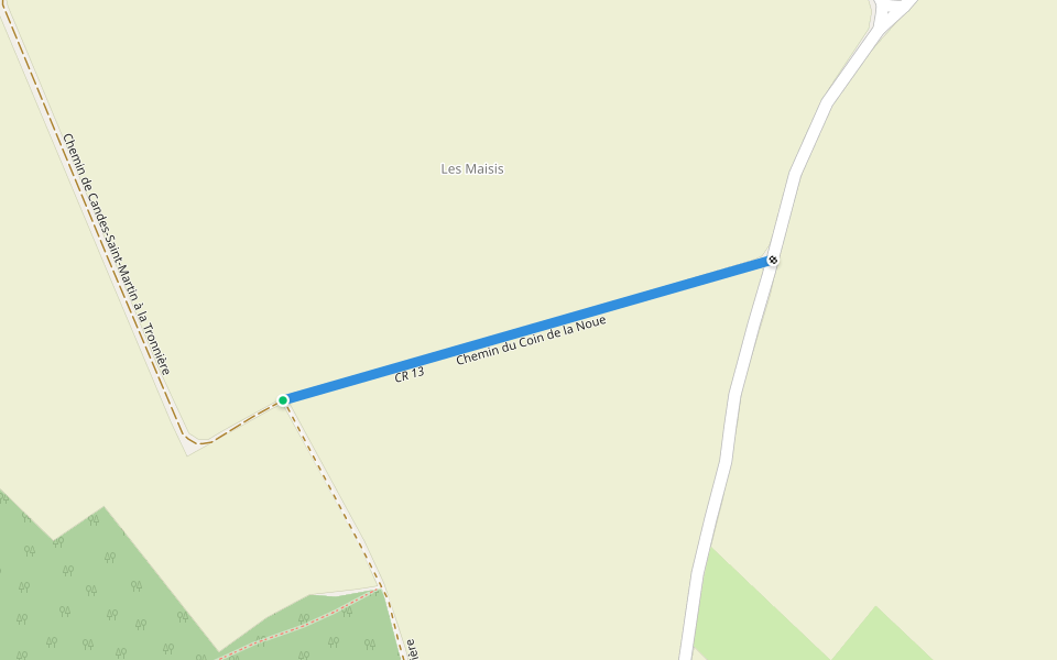 Chemin du Coin de la Noue walking route map in Candes-Saint-Martin