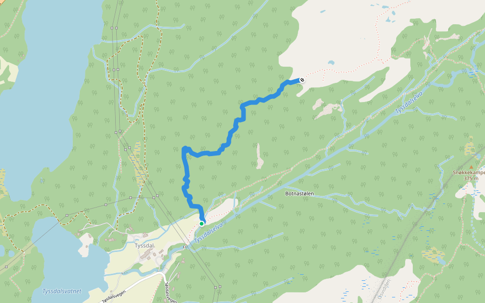 Tøsdal-Linken walking route map in Ulven