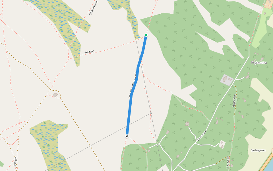 Volaveien (Plassveien) walking route map in Røros