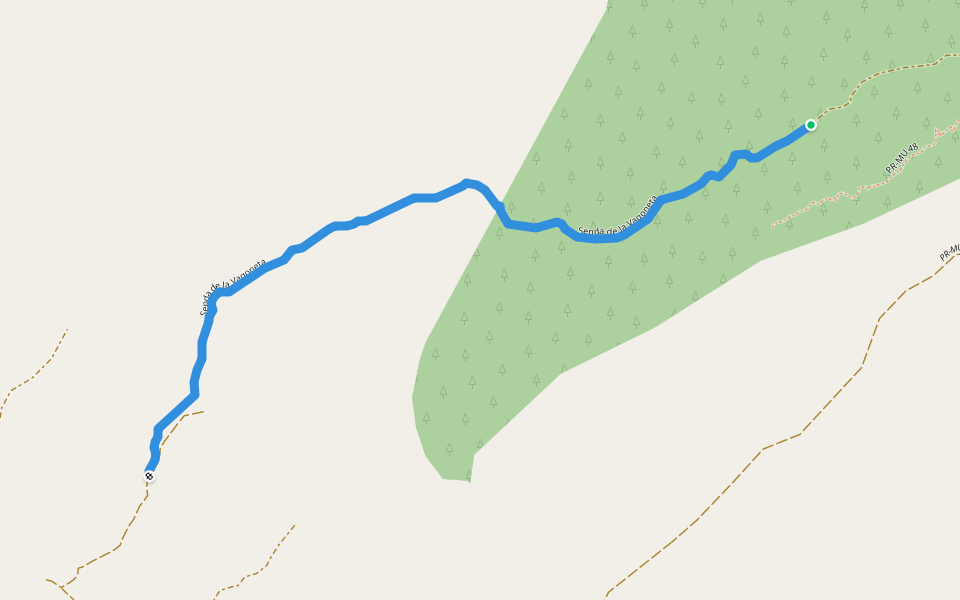 Senda de la Vagoneta walking route map in Baños y Mendigo