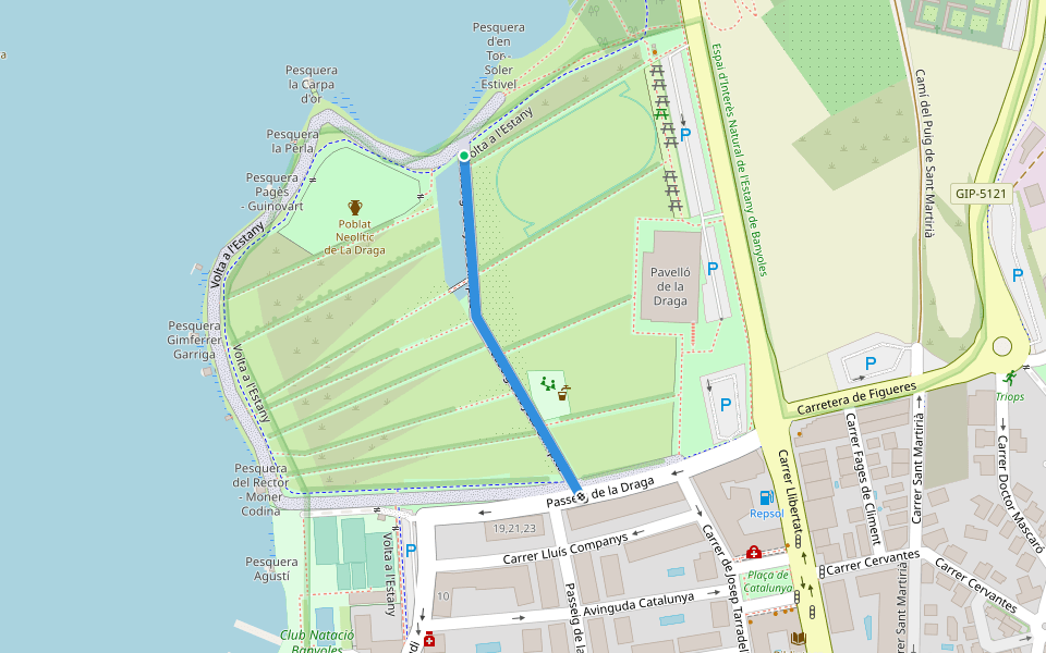 Passeig dels Jocs Olímpics walking route map in Banyoles