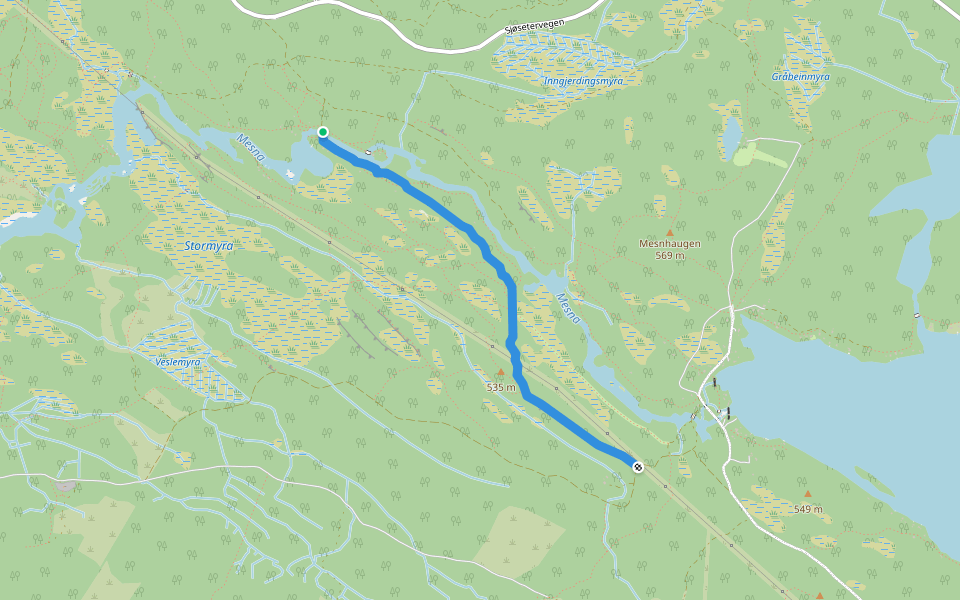 Øvstedalsfosstien walking route map in Lillehammer