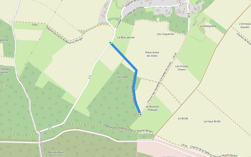 Chemin du Murger à l'Épinette walking route map in Saint-Germain-sur-Vienne