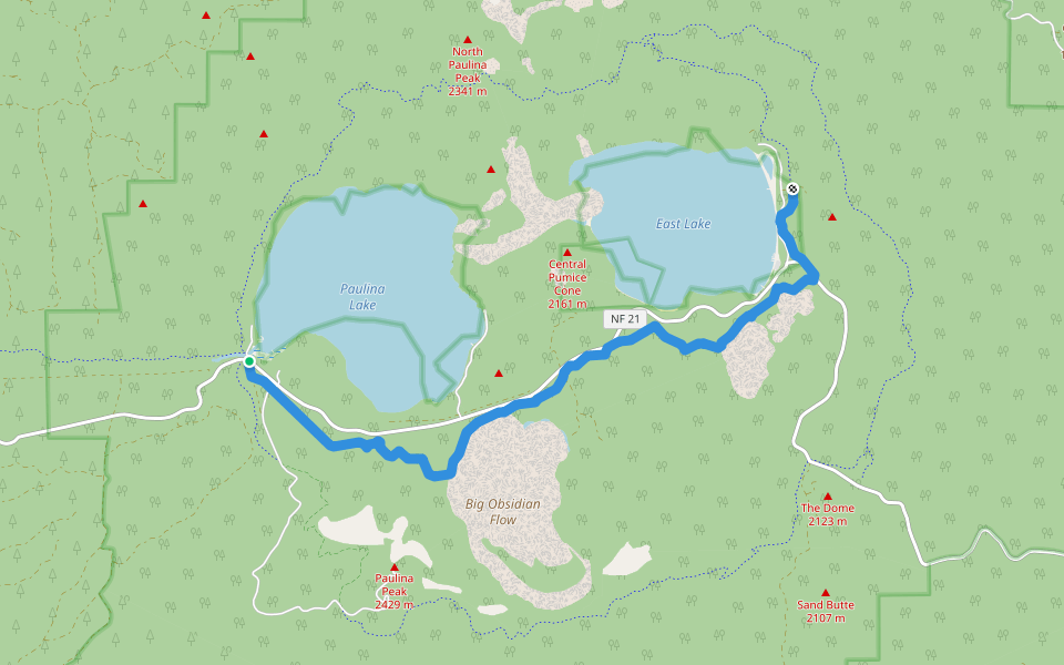 Newberry Crater Trail walking route map in La Pine