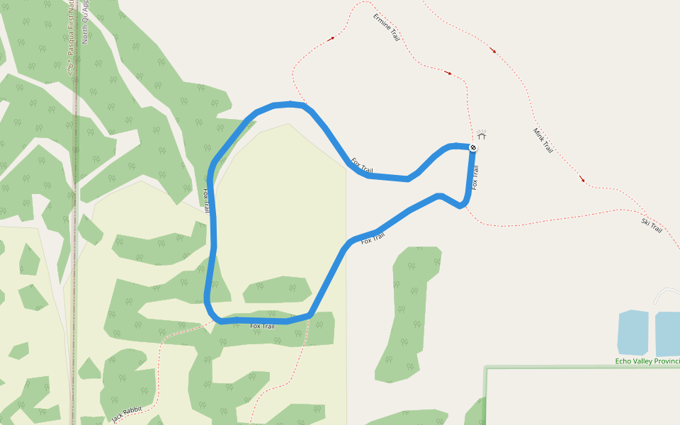 Fox Trail walking route map in Fort Qu'Appelle