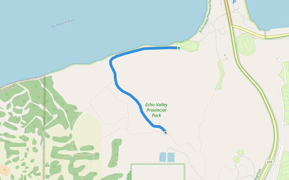 Mink Trail walking route map in Fort Qu'Appelle