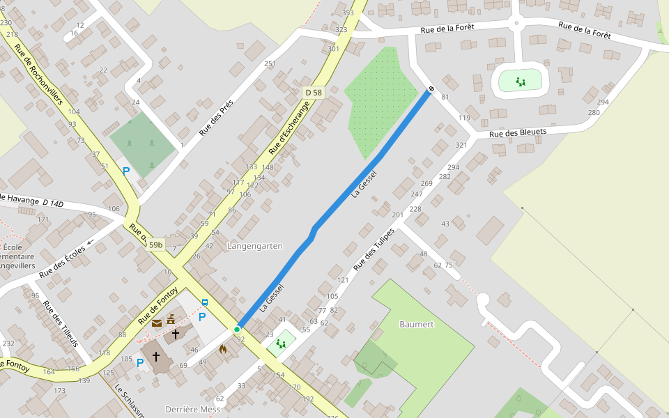La Gessel walking route map in Angevillers