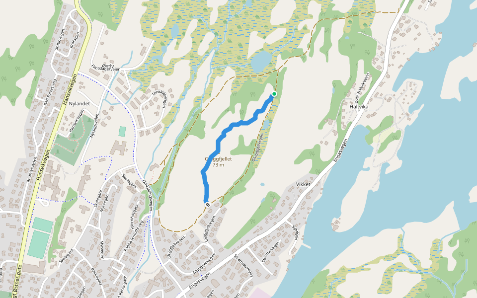 Gluggfjellvegen walking route map in Rørvik