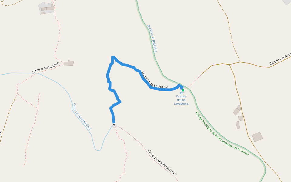 Sendero de La Furnia walking route map in Icod de los Vinos