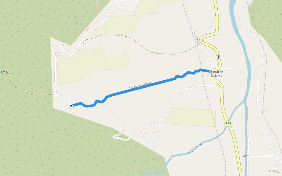Camino a La Silleta walking route map in Las Juntas