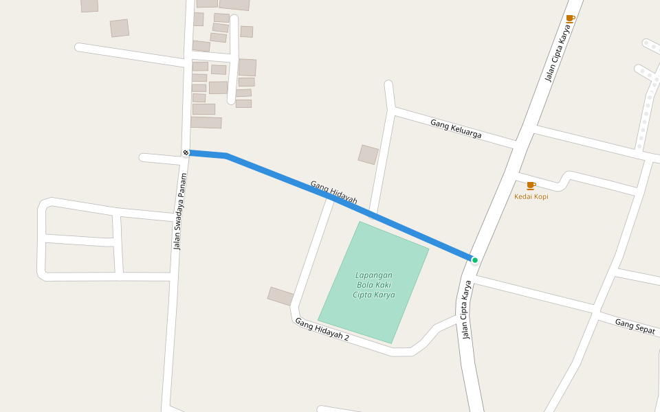 Gang Hidayah walking route map in Pekanbaru