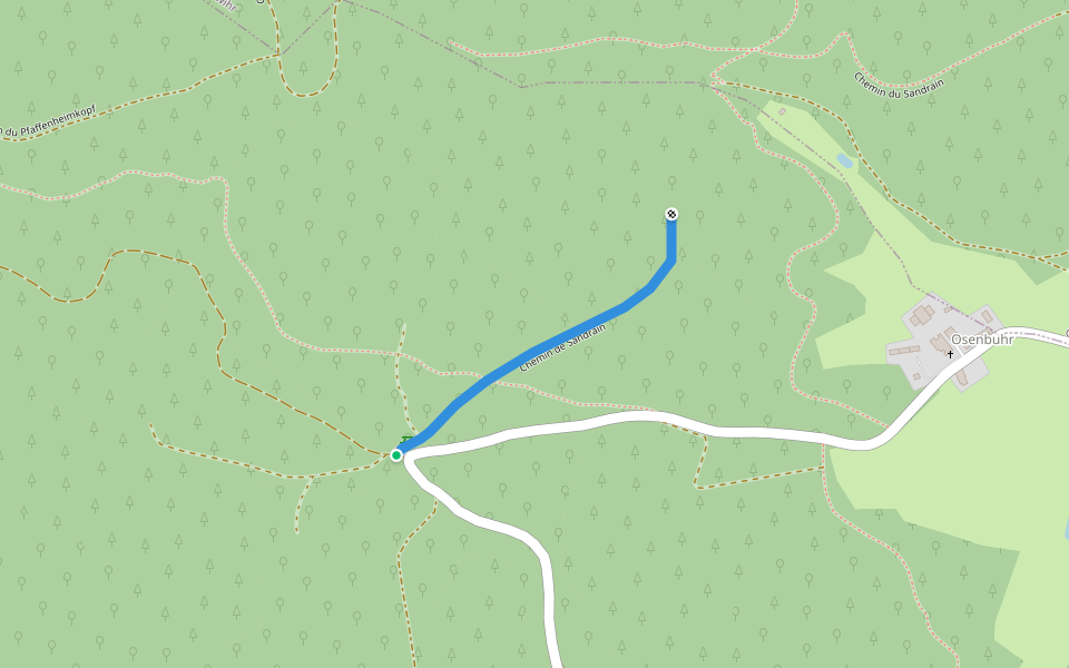 Chemin de Sandrain walking route map in Pfaffenheim