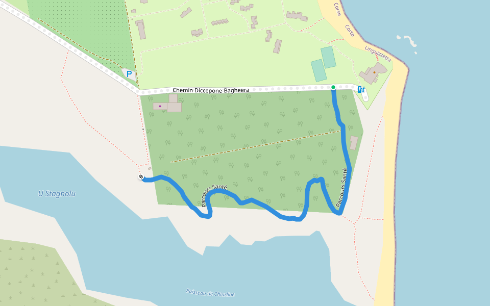 Parcours Santé walking route map in Linguizzetta