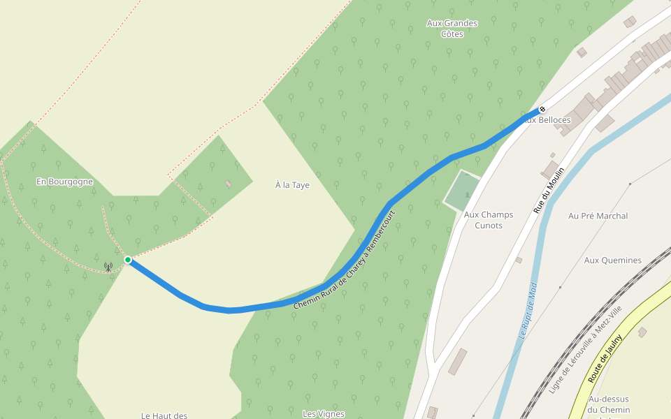 Chemin Rural de Charey à Rembercourt walking route map in Rembercourt-sur-Mad