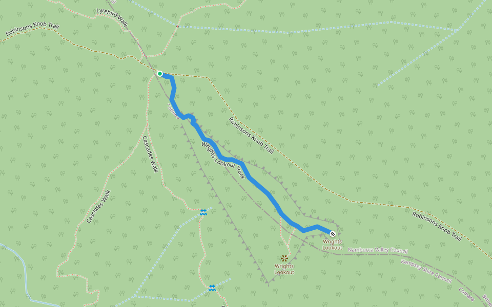 Wrights Lookout Track walking route map in Brinerville
