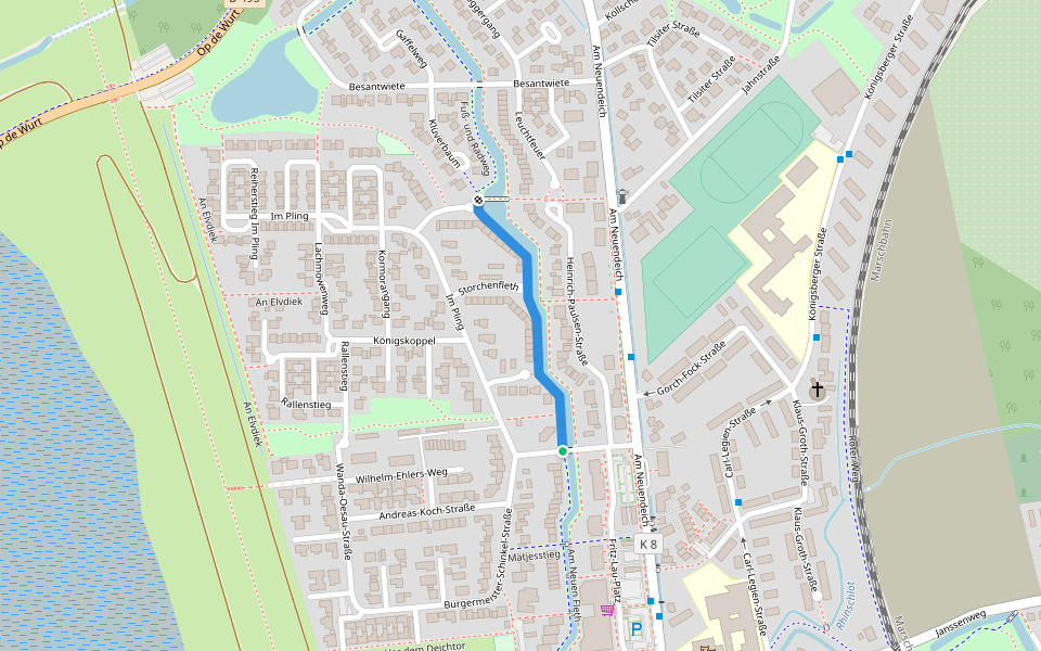Storchenfleth walking route map in Glückstadt