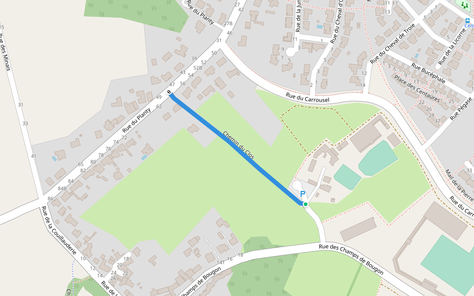 Chemin du Clos walking route map in Bouguenais