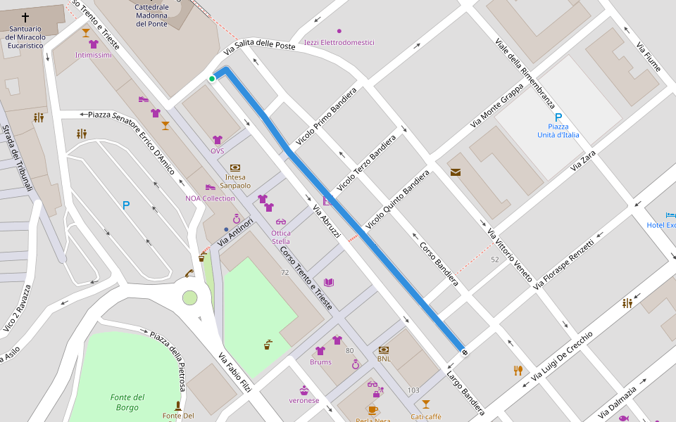 Via Monte Maiella walking route map in Lanciano